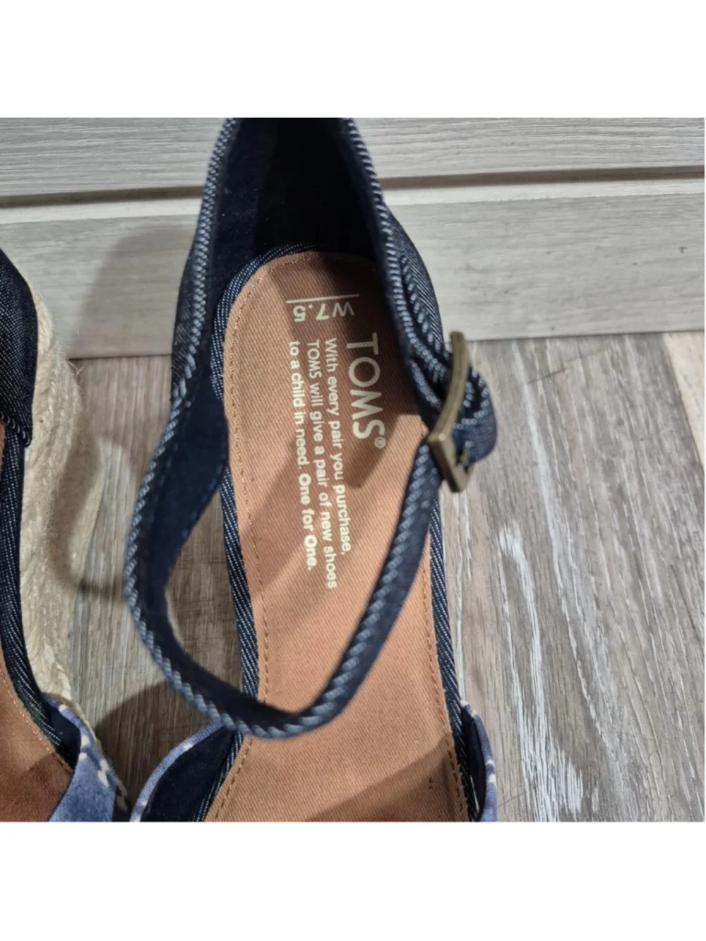 Women's TOMS Blue Denim Espadrille Wedge Sandals 7.5